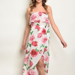 Women’s White Pink Floral Romper/Jumpsuit